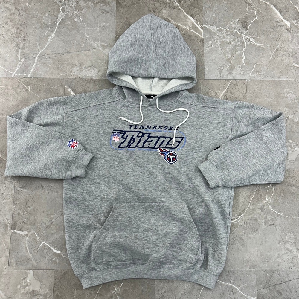Vintage Tennessee Titans Hoodie Mens Medium Embroidered Pullover Sweatshirt NFL
